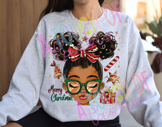Merry Christmas Black Girl Adult Sweatshirt