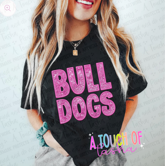 PINK Bulldogs Faux Sequins & Embroidery TShirt