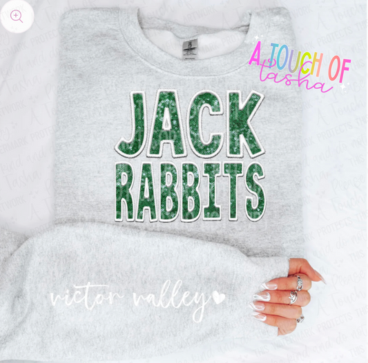 Jackrabbits FAUX Sequins/ FAUX Embroidery Sweatshirt