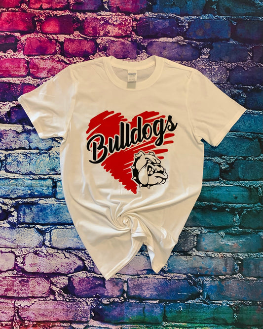 Heart Bulldogs White T-Shirt